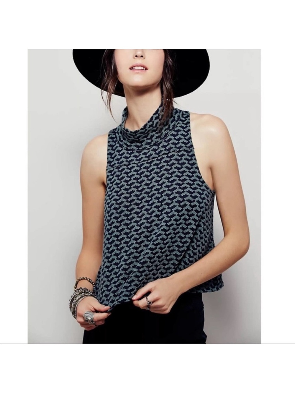FREE PEOPLE Ski Slope Racerback Tank Top Navy XS